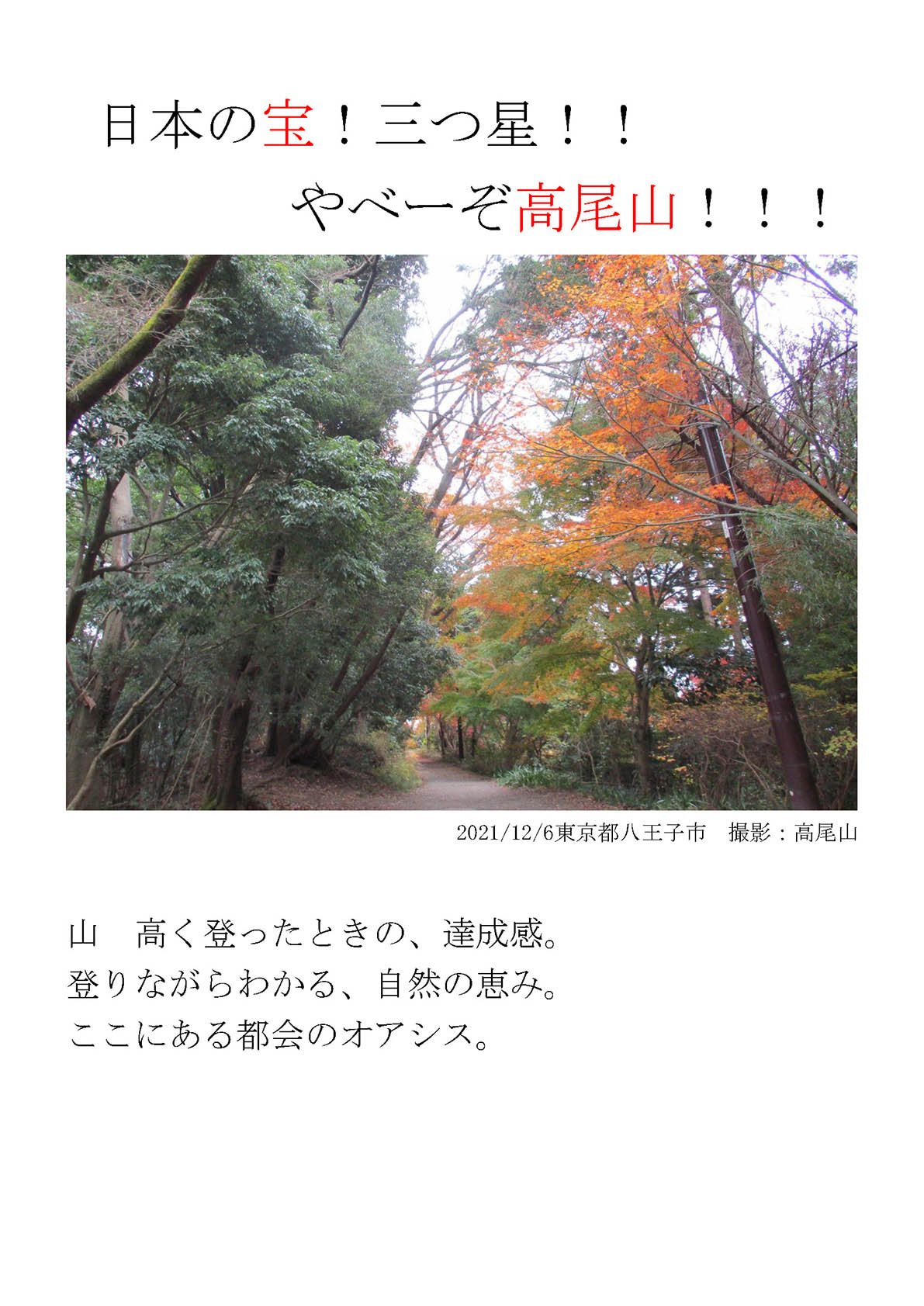 日本の宝！三つ星！！やべーぞ高尾山！！！！